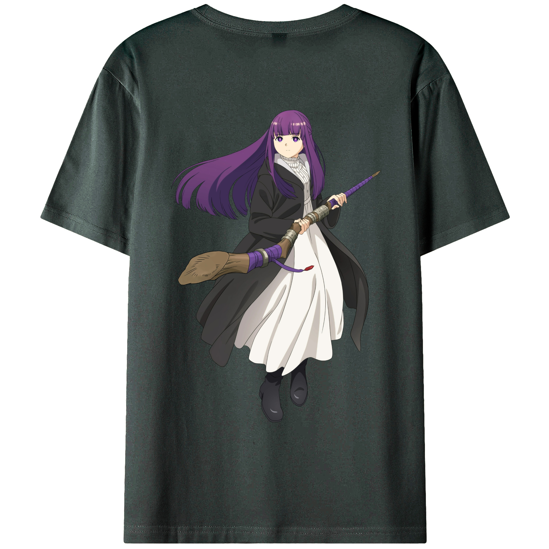 （画像用） 葬送のフリーレン Frieren 綿100％ メンズ半袖Tシャツ（バックプリント） 通気性